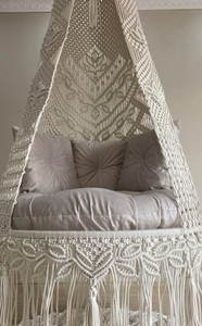Hanging chair, Macrame <b>Round</b> <b>Swing</b>, <b>Swing</b> chair, hanging chair indoor, Macrame chair - Product Image 4
