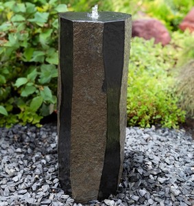 Fuente de Columna de Basalto Natural Premium de 100 cm, Pulida por 3 Lados, Monolito de Lujo para Jardín, Decoración Acuática - Product Image 1