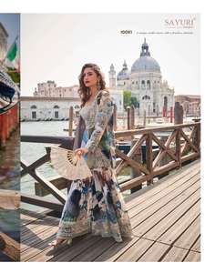 Traje de seda Chinon con bordado en la parte delantera y trasera, chaqueta con trabajo de espejo, blusa y Gharara, elegante ropa india femenina. - Product Image 4