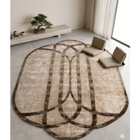 Tapis Abstrait Irrégulier Moderne de Designer, Tapis de Luxe en Viscose Tufté, Doux et Moelleux pour Salon et Chambre à Coucher, Décoration de Sol