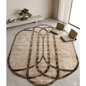 Abstract Irregular Area Rug Modern Designer Tufted Viscose Luxury Carpet Soft Plush Living Room Bedroom Floor Rug Decor - Product Image 1