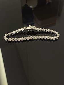 Pulsera de Plata de Ley con Moissanita, Corte Redondo Brillante, Pulsera de Novia, Regalo de Navidad - Product Image 3