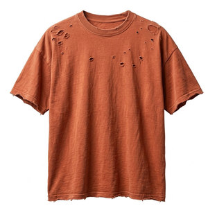 T-shirts délavés et usés, coupe ample, en coton, style streetwear oversize, hauts décontractés d'été, vêtements personnalisés - Product Image 1
