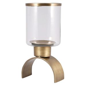 Porte-bougie sphérique en verre fumé et métal, lanterne cylindrique moderne pour décoration intérieure de luxe - Product Image 2