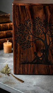Urna de Madera Hecha a Mano con Diseño de Árbol de la Vida para Cremación Conmemorativa, Decoración Funeraria Personalizable - Product Image 6