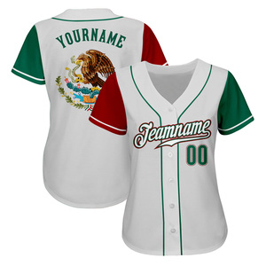 Camiseta de Béisbol Unisex Personalizada de Dos Tonos con la Bandera de México, Transpirable, Antibacteriana, de Secado Rápido, Bordada, para Softbol, para Hombre y Mujer - Product Image 2