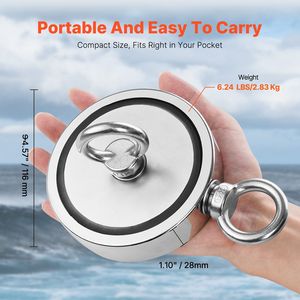 Kit da Pesca Magnetica a Doppia Faccia da 907 Kg (2000 LBS) con Magneti al Neodimio Potenti e Accessori per la Pesca Magnetica, Forza di Trazione per Terre Rare - Product Image 5