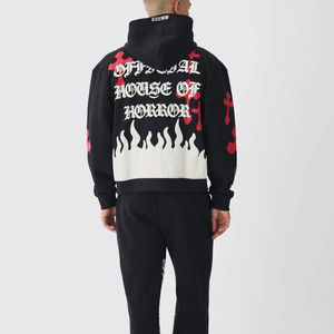 Ensemble de survêtement en coton pour homme 2026 : sweat à capuche zippé et pantalon de jogging évasé, personnalisables, avec impression en relief épaisse - Product Image 2