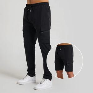 Ropa deportiva informal para hombre, pantalones ajustados para correr, pantalones Cargo con cremallera, pantalones de estilo de trabajo de verano, patrón recto, Material de tela, Primavera - Product Image 1