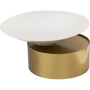 Mesa de Centro Extraíble de Hierro Forjado a Mano de Primera Calidad, Muebles para Sala de Estar, Elegante Mesa Auxiliar con Detalles en Dorado, Diseño Costero Moderno, Decor Zahid - Product Image 5