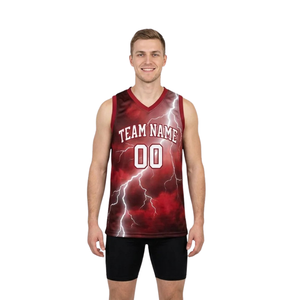 Storm Design Basketball-Trikot und Shorts-Set für Herren, ärmellose Teamuniform mit V-Ausschnitt und Sublimationsdruck, mit individuellen Spielernamen und Nummern - Product Image 1