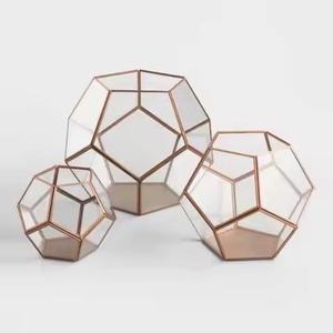 Indoor Planter Metal Terrarium Glass Plant Holder Stylish Geometric <b>Display</b> <b>Case</b> Home Decor - Product Image 4