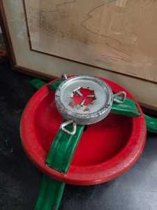 Vintage Red & Green Metal Christmas <b>Tree</b> Stand – Mid Century Holiday Decor - Product Image 4