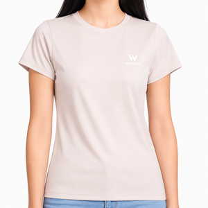 เสื้อยืดคอกลมแขนสั้นทรงเข้ารูปสีพื้นสำหรับผู้หญิง ผ้าฝ้ายเจอร์ซีย์ 100% สวมใส่สบายทุกฤดู - Product Image 2