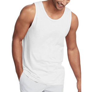 เสื้อกล้ามกีฬาผ้าคอตตอนถักแบบริบ 100% ขายส่ง สำหรับผู้ชาย คุณภาพสูง แบบไม่มีแขน สไตล์ลำลอง ปักลาย สตรีทแวร์ แห้งเร็ว - Product Image 1