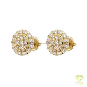 Boucles d'oreilles clous circulaires en argent sterling 925 avec diamant Moissanite, motif floral superposé en pierre, pour les détaillants de bijoux - Product Image 6