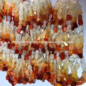 8mm 10mm 12mm Natural Mexican Fire Opal Faceted Tumble Nuggets Orange Yellow White Beads Semi Precious <b>Stone</b> For Jewelry Making - Product Image 2