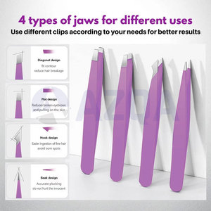 Professional Stainless Steel Eyebrow Tweezers Set with PU Leather Pouch <b>Precision</b> Hair Removal Beauty <b>Tool</b> Kit - Product Image 5