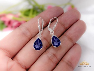 Bijoux fins, boucles d'oreilles clous en or jaune 14 carats, argent sterling 925, zircon, plaqué rhodium, pour cadeau de fête - Product Image 2