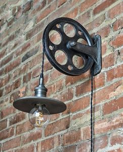 Industrial <b>Wall</b> <b>Sconce</b> Metal Pulley Design Incandescent Bulb Outdoor Garden <b>Light</b> <b>Wall</b> Mount 110-240V - Product Image 3