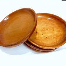 Round Wooden Flat <b>Plate</b> Polished Natural Finish Durable Eco-Friendly Minimalist Design Party Dishes & <b>Plates</b> - Product Image 5