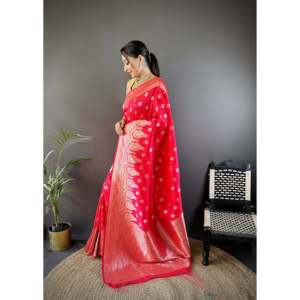 Sari de Seda Lichi Vaishali Banarasi para Vestidos de Noche - Product Image 3