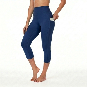 Leggings pour femmes à taille haute élastique avec poches latérales, légers, en polyamide respirant, vêtements de sport pour la salle de sport, leggings d'entraînement - Product Image 3