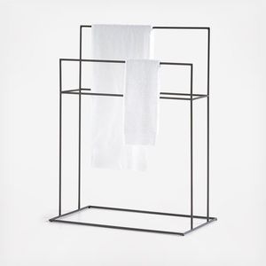 Elegant Chrome Stainless Steel Freestanding Towel <b>Rack</b> Double <b>Rail</b> Holder Bathroom Organizer Durable Minimal Design - Product Image 5