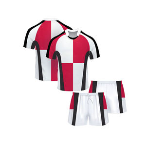 Conjunto de uniforme de rugby personalizado negro rojo diseño Tribal sublimación Jersey pantalones cortos transpirable antibacteriano secado rápido 100% poliéster - Product Image 4