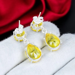 Citrine Gemstone Drop <b>Earrings</b> 925 Sterling <b>Silver</b> Handmade <b>Dangle</b> <b>Earrings</b> Pear Cut Boho Jewelry Wedding Anniversary Birthday - Product Image 4
