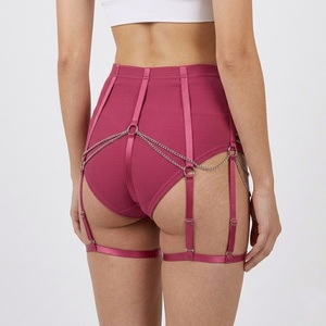 Women's Hypen Sports <b>Booty</b> Gym Shorts-Skinny Fit Mid Waist Chain-Link Design 260g Heat-Transfer Printed Polyester/Cotton Sporty - Product Image 2