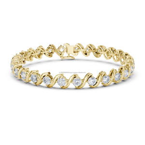 Lujo CVD Lab Grown 925 Plata Diamante plata y oro pulsera hecha a mano dos tonos joyería fina regalo elegante para mujeres - Product Image 4