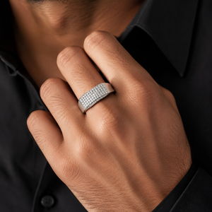 925 Sterling Silver Mens Curved Top Diamond Pave <b>Ring</b> High Polish Modern <b>Statement</b> Band Wedding Party Daily Wear Fine Jewelry Gi - Product Image 1
