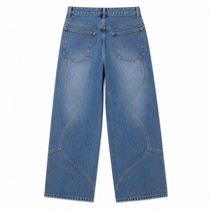Jean ample rétro en coton respirant pour homme, coupe décontractée, denim délavé vintage, streetwear, pantalon décontracté à jambe large, OEM ODM - Product Image 3