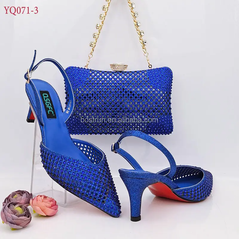 YQ071 2023 scarpe da donna italiane di buona qualità con borse abbinate set tacco alto argento Africa