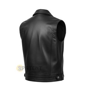 Wholesale Patent Leather Industries Genuine Leather Men's <b>Vest</b> Outdoor Winter Wear Windproof Breathable OEM Custom Service Bulk - Product Image 2