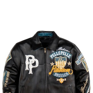 High Street Style Men's Genuine Leather <b>Canvas</b> <b>Jacket</b>-Breathable Turn-down Collar & Zipper Closure Winter Ready - Product Image 3