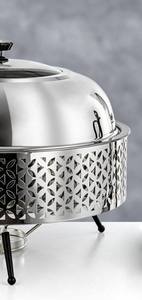 Recipiente Redondo Plateado de Primera Calidad para Calentar Alimentos, Acero Inoxidable con Acabado Espejo, Calentador de Alimentos para Buffet, Servidor de Lujo para Catering, Unidad Individual - Product Image 3