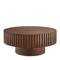 Table basse ronde en bois convertible moderne, design cannelé, meubles de salon faits à la main