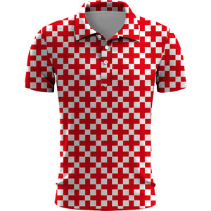 Polos de golf para hombre de poliéster y spandex de alta calidad, con logotipo personalizado de lujo ODM, de corte ajustado, estampado completo, transpirables y lisos. - Product Image 4