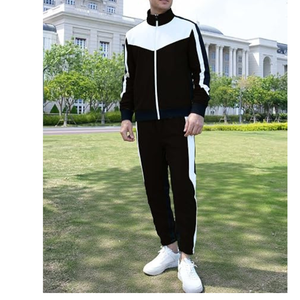 Ensemble de survêtement athlétique 2 pièces pour homme, coupe ajustée, avec poches zippées, en molleton, pour la détente - Product Image 4