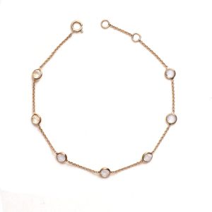 Pulsera de Piedra Lunar Arcoíris Natural Redonda con Bisel de Oro Amarillo Sólido de 18K, Cadena de Gemas Luminosas, Lujosa, Piedra de Nacimiento de Junio - Product Image 1