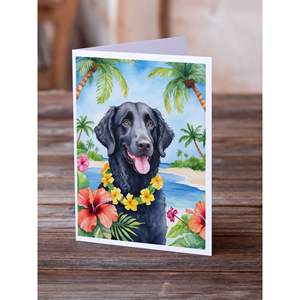 Whimsical A7 Tamaño 5x7 Tarjetas de notas en blanco Paquete de 8 Diseño de Luau Retriever con revestimiento rizado con sobres para saludos - Product Image 2