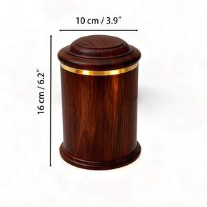 Biodegradable Wooden Pet Urn <b>Box</b> <b>Memorial</b> Ashes Cremation with Stainless Steel Trim Round <b>Keepsake</b> for Dogs Cats - Product Image 4
