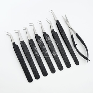 Bulk Wholesale Eyelash Extension Tweezers <b>Kit</b> 45 Degree 35 Degree Volume Boot and Isolation Stainless Steel Tool - Product Image 2