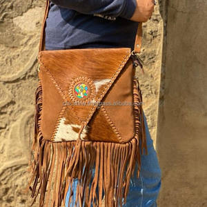 กระเป๋าหนังนิ่มคลุมผมสไตล์ตะวันตกสำหรับผู้หญิง, กระเป๋าหนังสไตล์โบฮีเมียนขนสัตว์คุณภาพสูง - Product Image 2