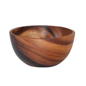 Bol en bois d'acacia 100% naturel pour restaurant, bol pratique pour riz et soupe, bol en bois durable, bols de service surélevés en bois - Product Image 1