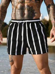 Shorts de Playa para Hombre con Cintura Ajustable con Cordón, de Secado Rápido, de Poliéster Tejido, Corte Medio - Product Image 1