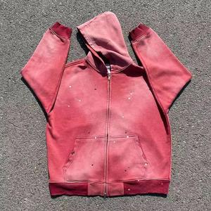 Sweat à capuche vintage 100 % coton délavé à l'acide pour homme, pull d'hiver de haute qualité délavé à la pierre, collection High Street, sweats à capuche ajustés pour la gym - Product Image 4