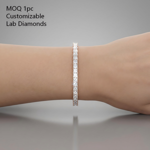 Pulsera Huacan para Mujer, Oro de 14K, 58.5% de Pureza, Corte Princesa, Personalizable, Diamante Cultivado en Laboratorio CVD HPHT Brillante, Certificado IGI, Color E - Product Image 3